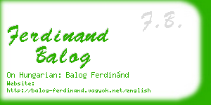 ferdinand balog business card